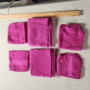Pink bath towel set 6 piece